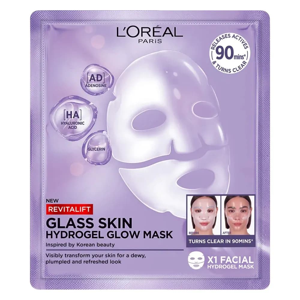 Imágen del producto L'Oréal Paris Revitalift Filler Glass Skin Hydrogel Glow Mask.