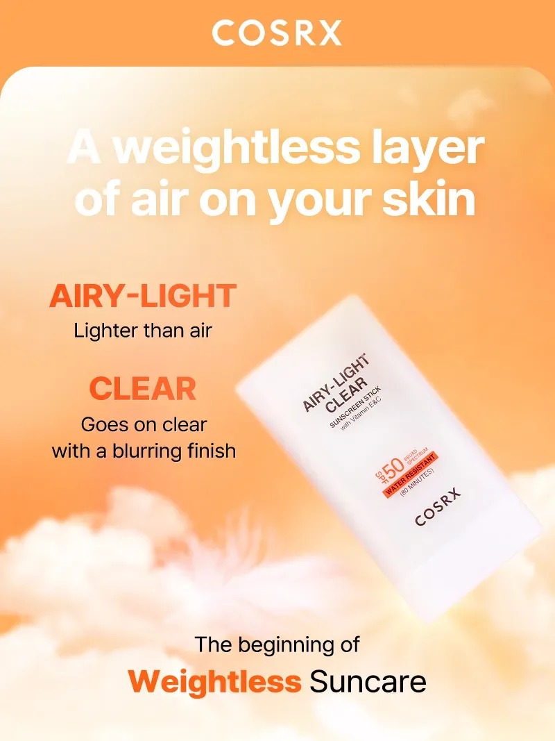COSRX AIRY-LIGHT OIL CONTROL CLEAR SUNSCREEN STICK SPF 50 product view